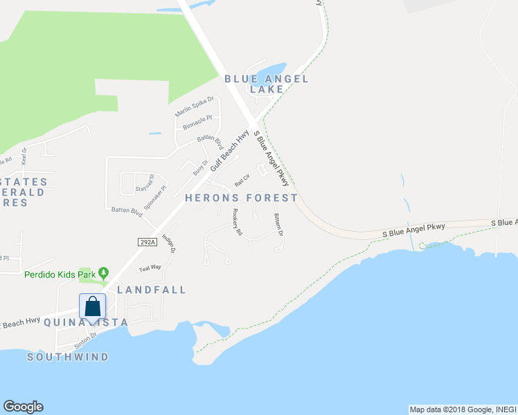 map of restaurants, bars, coffee shops, grocery stores, and more near 10216 Grackle Court in Pensacola