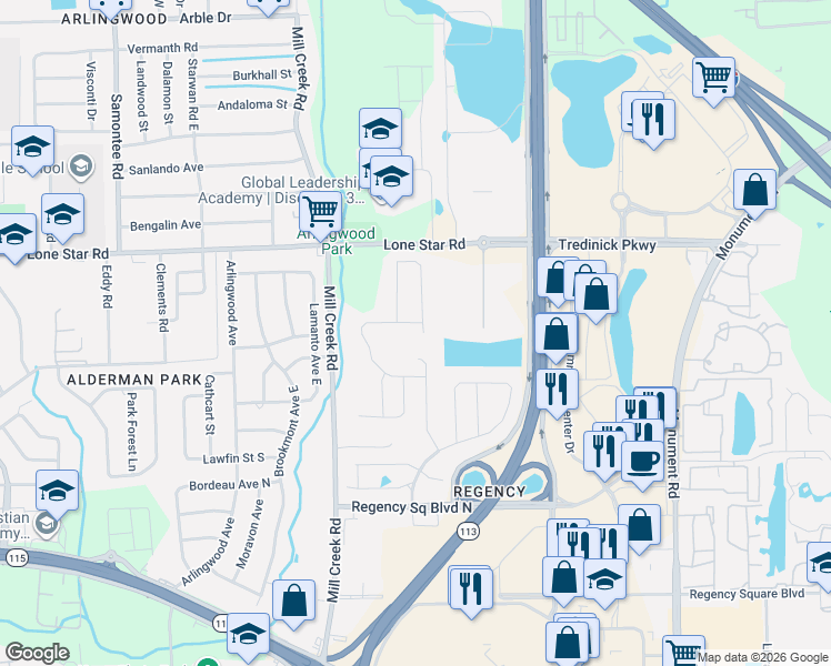map of restaurants, bars, coffee shops, grocery stores, and more near 1328 Tripper Drive in Jacksonville