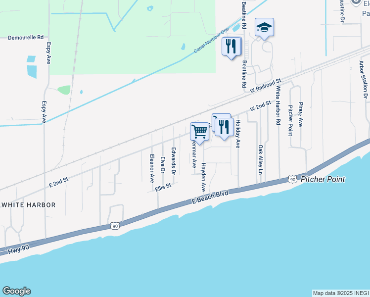 map of restaurants, bars, coffee shops, grocery stores, and more near 111 Wenmar Avenue in Pass Christian
