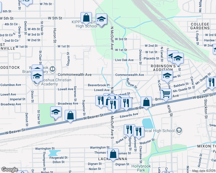 map of restaurants, bars, coffee shops, grocery stores, and more near 2520 Beaverbrook Place in Jacksonville