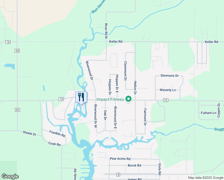 map of restaurants, bars, coffee shops, grocery stores, and more near 7558 Hoppes Drive in Foley