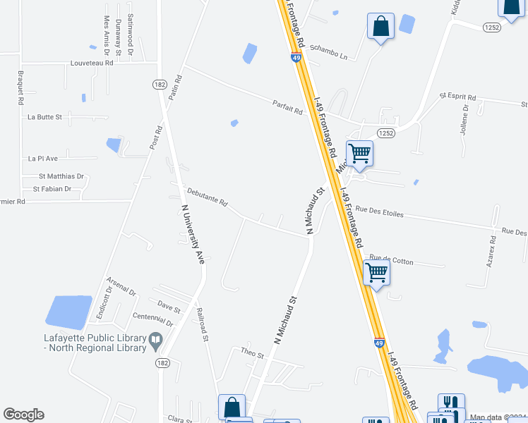 map of restaurants, bars, coffee shops, grocery stores, and more near 231-385 Debutante Rd in Carencro