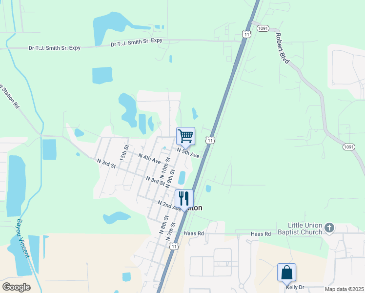 map of restaurants, bars, coffee shops, grocery stores, and more near 38275 North 5th Avenue in Slidell