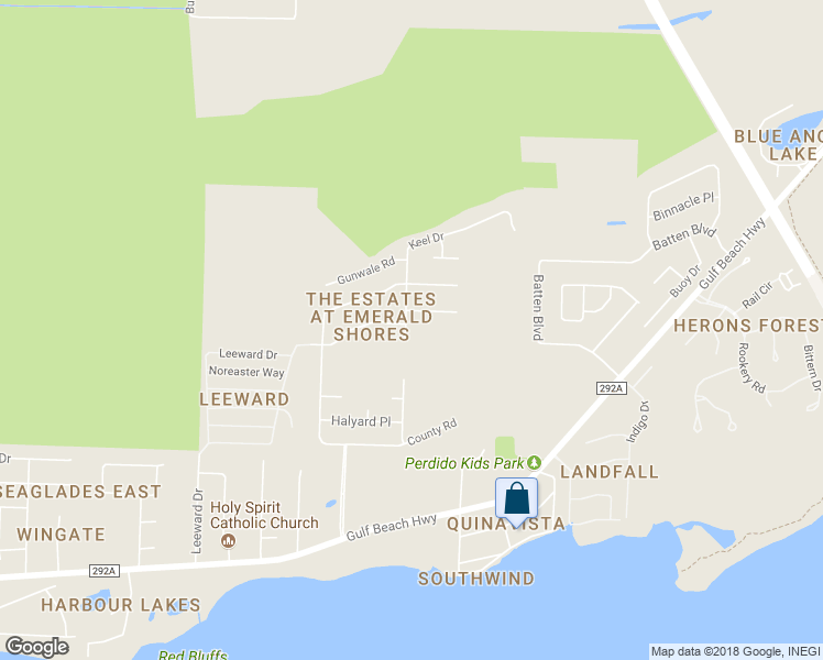 map of restaurants, bars, coffee shops, grocery stores, and more near 5486 Keel Drive in Pensacola