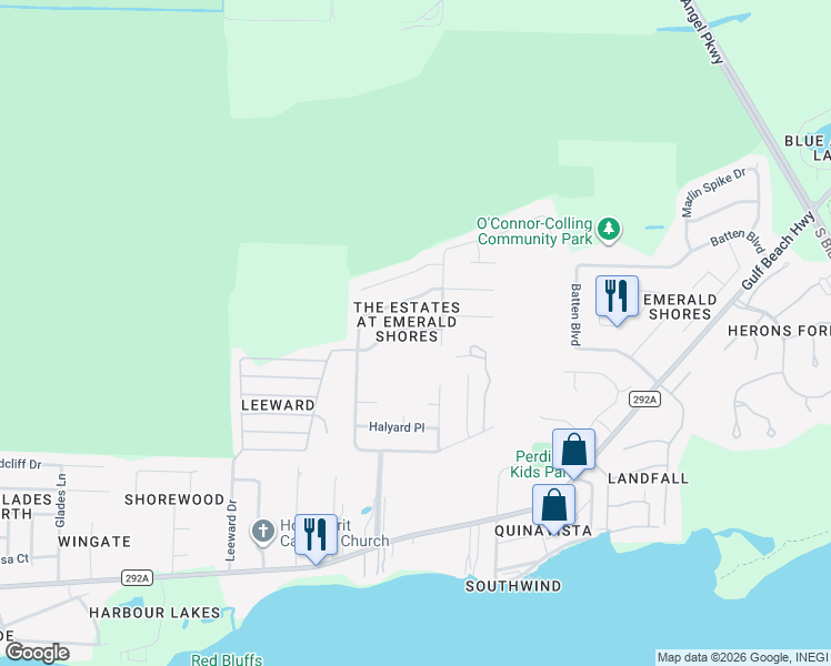 map of restaurants, bars, coffee shops, grocery stores, and more near 637 Downhaul Drive in Pensacola