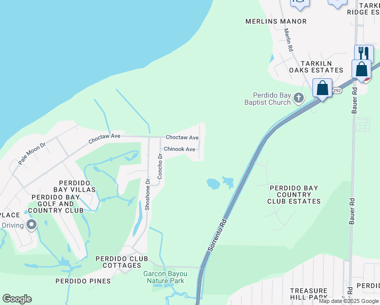 map of restaurants, bars, coffee shops, grocery stores, and more near 5097 Chinook Avenue in Pensacola