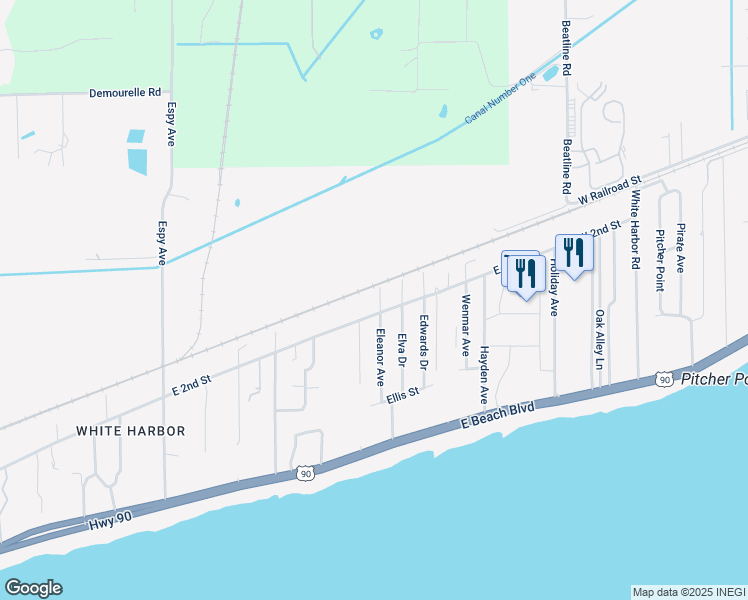 map of restaurants, bars, coffee shops, grocery stores, and more near 206 Eleanor Dr in Pass Christian