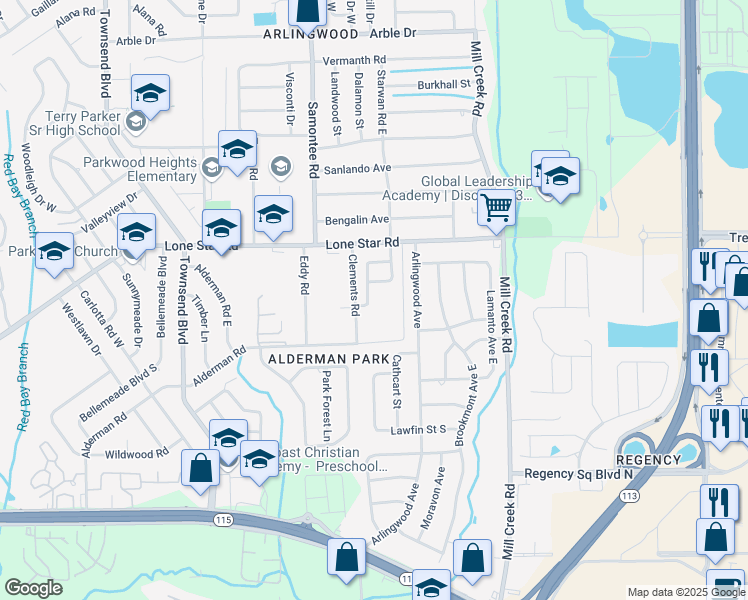 map of restaurants, bars, coffee shops, grocery stores, and more near 1343 Lostara Avenue West in Jacksonville