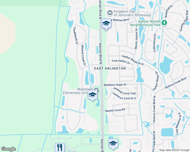 map of restaurants, bars, coffee shops, grocery stores, and more near 806 Briarcreek Road in Jacksonville