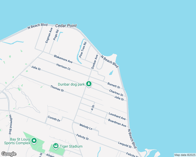 map of restaurants, bars, coffee shops, grocery stores, and more near 140 Fox Drive in Bay Saint Louis