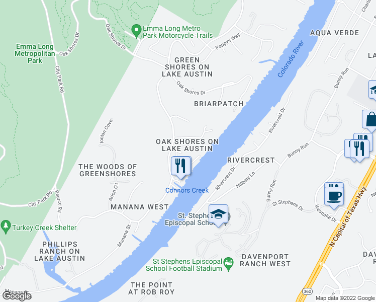 map of restaurants, bars, coffee shops, grocery stores, and more near 3107 Frijolita Street in Austin