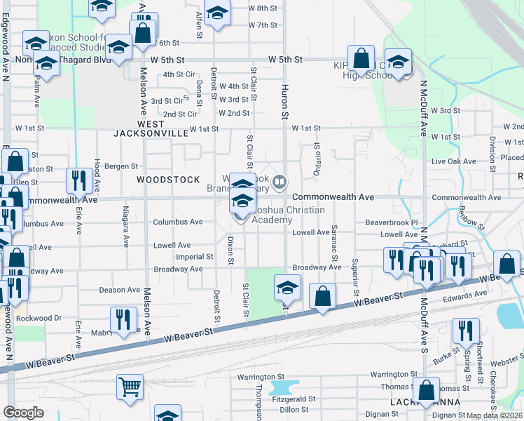 map of restaurants, bars, coffee shops, grocery stores, and more near 963 Allison Street in Jacksonville