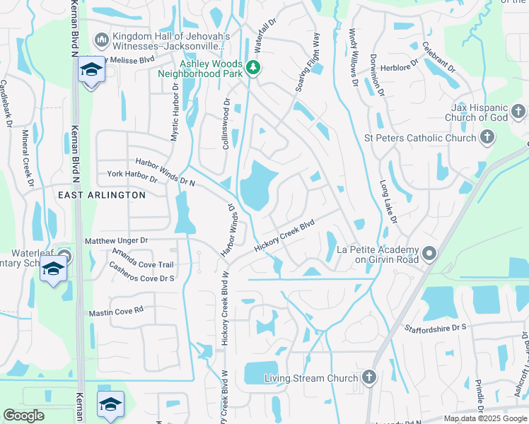 map of restaurants, bars, coffee shops, grocery stores, and more near 12573 Blue Lagoon Trail in Jacksonville