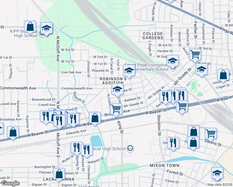 map of restaurants, bars, coffee shops, grocery stores, and more near 2138 Yulee Street in Jacksonville