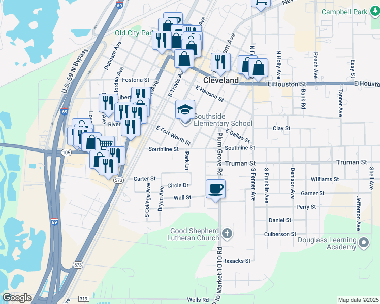 map of restaurants, bars, coffee shops, grocery stores, and more near 402 Southline St in Cleveland