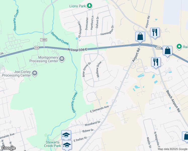 map of restaurants, bars, coffee shops, grocery stores, and more near 1024 Shadow Glenn Drive in Conroe