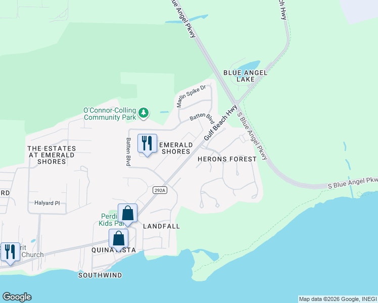 map of restaurants, bars, coffee shops, grocery stores, and more near 682 Buoy Drive in Pensacola