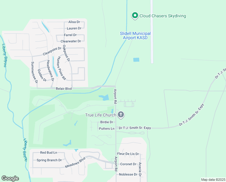 map of restaurants, bars, coffee shops, grocery stores, and more near 62269 Airport Road in Slidell