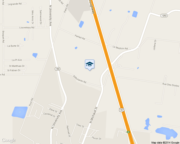 map of restaurants, bars, coffee shops, grocery stores, and more near 225 Debutante Road in Carencro