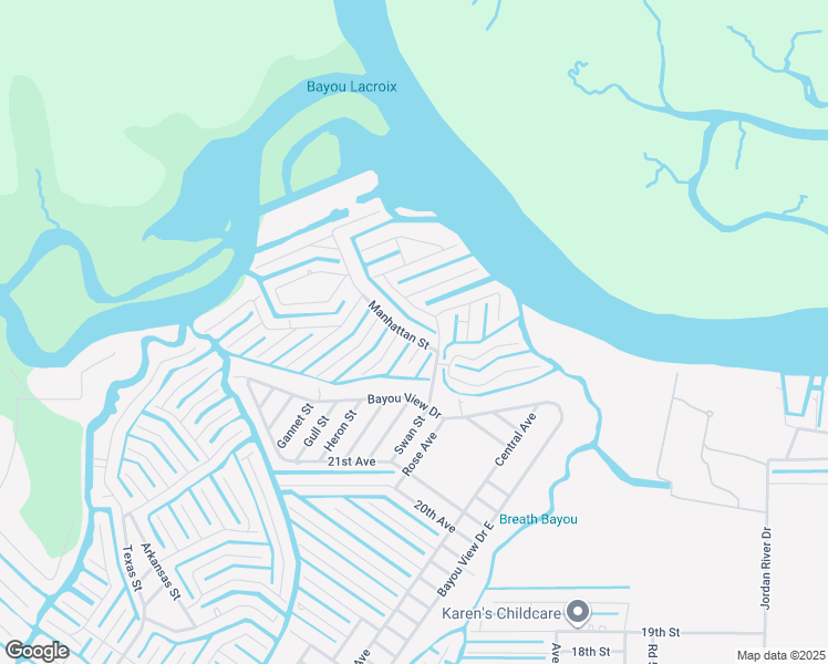 map of restaurants, bars, coffee shops, grocery stores, and more near 11032 Manhattan Street in Bay St. Louis