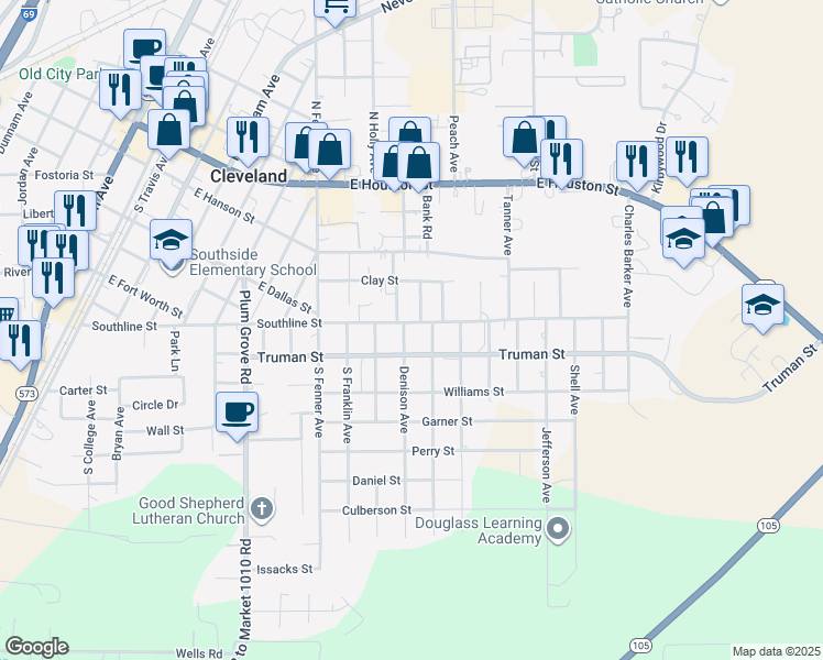 map of restaurants, bars, coffee shops, grocery stores, and more near 1104 Southline St in Cleveland