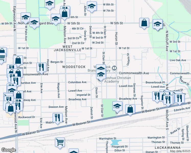 map of restaurants, bars, coffee shops, grocery stores, and more near 964 Saint Clair Street in Jacksonville