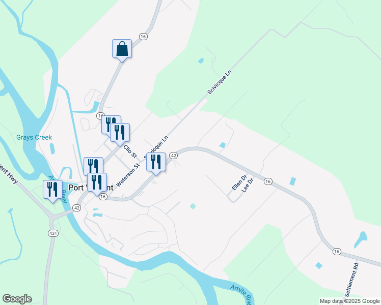 map of restaurants, bars, coffee shops, grocery stores, and more near 18145 Louisiana 16 in Denham Springs
