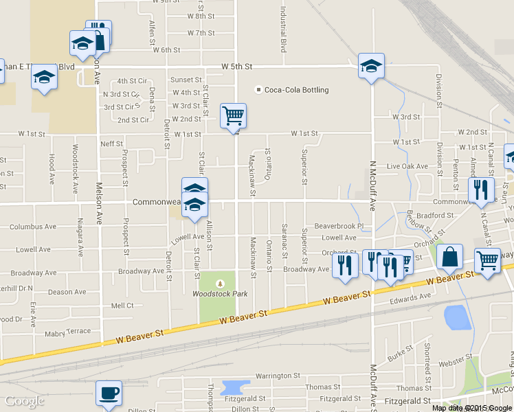 map of restaurants, bars, coffee shops, grocery stores, and more near 940 Ontario Street in Jacksonville