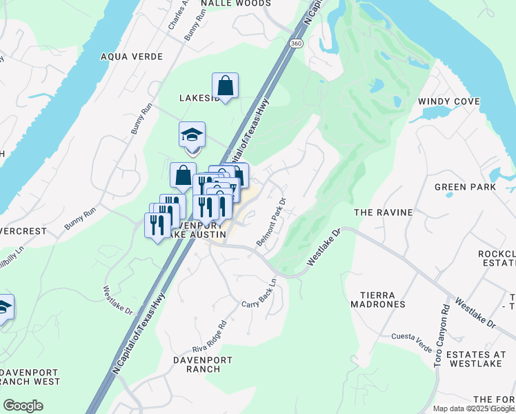 map of restaurants, bars, coffee shops, grocery stores, and more near 6008 Long Champ Court in Austin