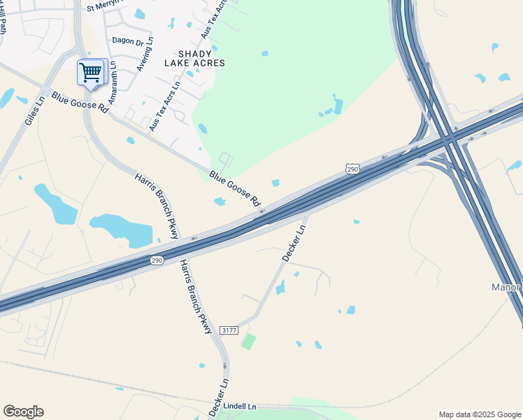map of restaurants, bars, coffee shops, grocery stores, and more near 8299 Blue Goose Road in Austin