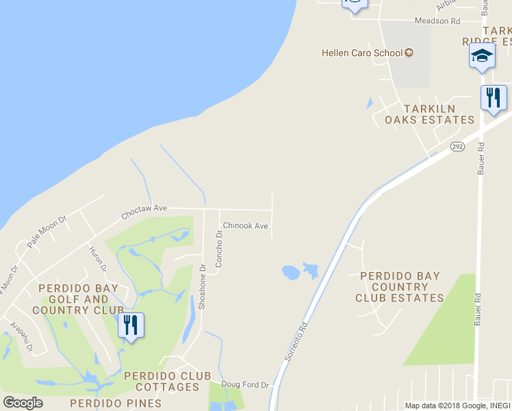 map of restaurants, bars, coffee shops, grocery stores, and more near 5000 Choctaw Avenue in Pensacola