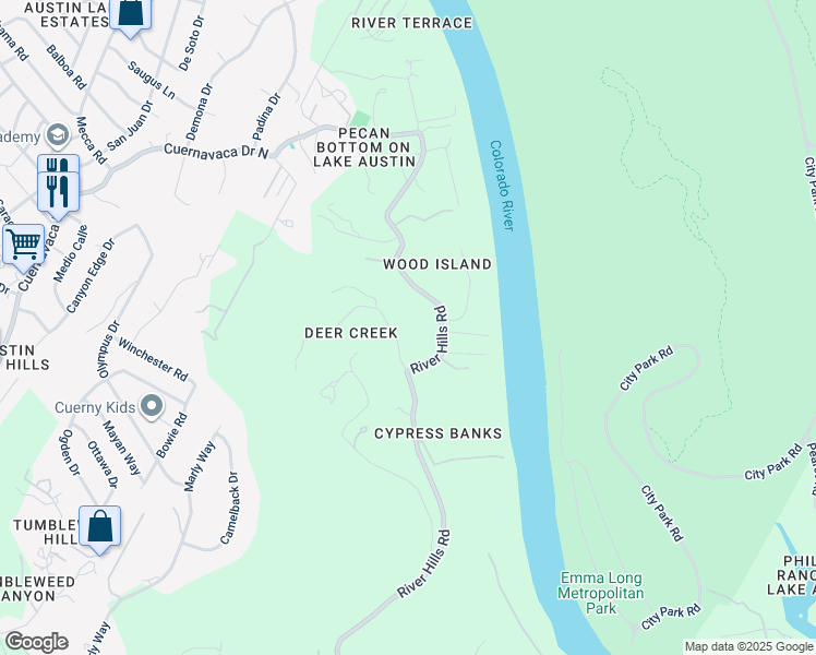 map of restaurants, bars, coffee shops, grocery stores, and more near 2015 Calle Caliche in Austin