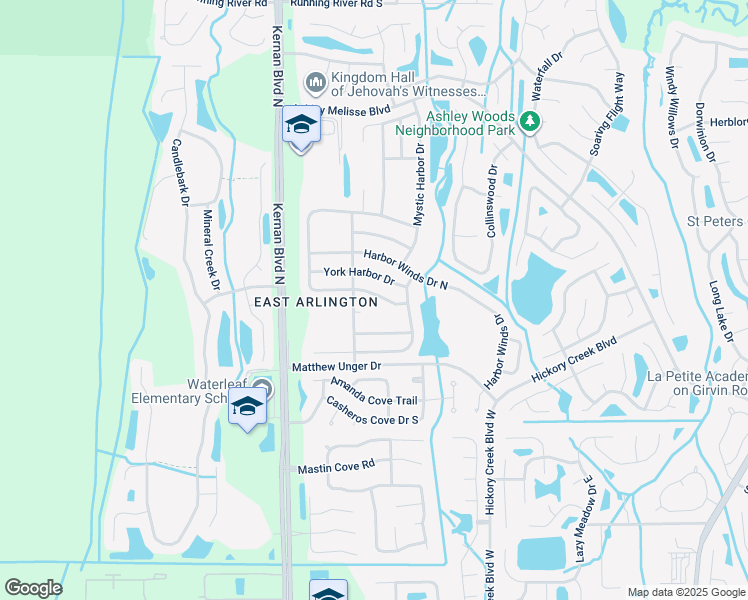 map of restaurants, bars, coffee shops, grocery stores, and more near 12335 Bucks Harbor Drive South in Jacksonville