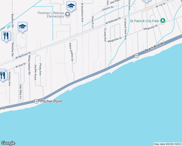 map of restaurants, bars, coffee shops, grocery stores, and more near 89-95 Buena Vista Dr in Long Beach