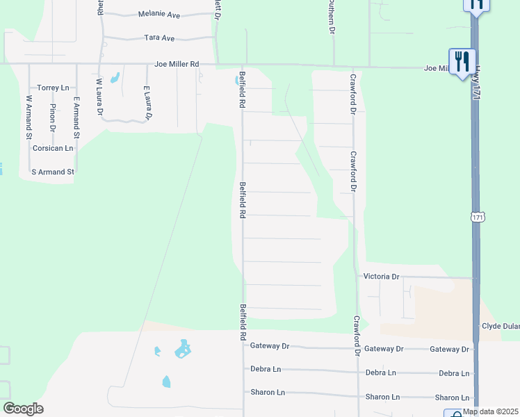 map of restaurants, bars, coffee shops, grocery stores, and more near 723 Caravelle Drive in Lake Charles
