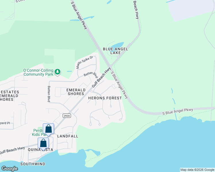 map of restaurants, bars, coffee shops, grocery stores, and more near 9845 Rail Circle in Pensacola
