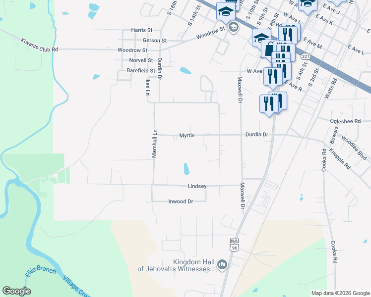 map of restaurants, bars, coffee shops, grocery stores, and more near 625 Myrtle in Silsbee