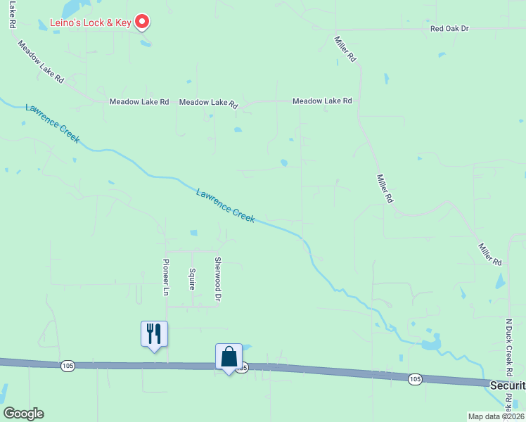 map of restaurants, bars, coffee shops, grocery stores, and more near 2401 West Geronimo Trail in Cleveland