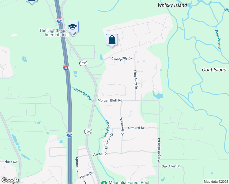 map of restaurants, bars, coffee shops, grocery stores, and more near 1104 Forest Ridge Loop in Pearl River