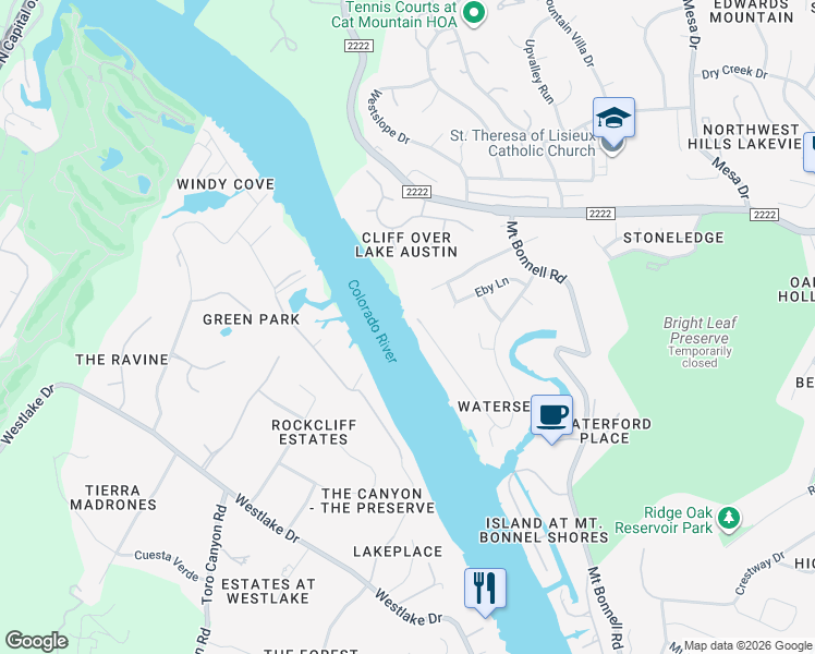map of restaurants, bars, coffee shops, grocery stores, and more near 5203 Tortuga Trail in Austin