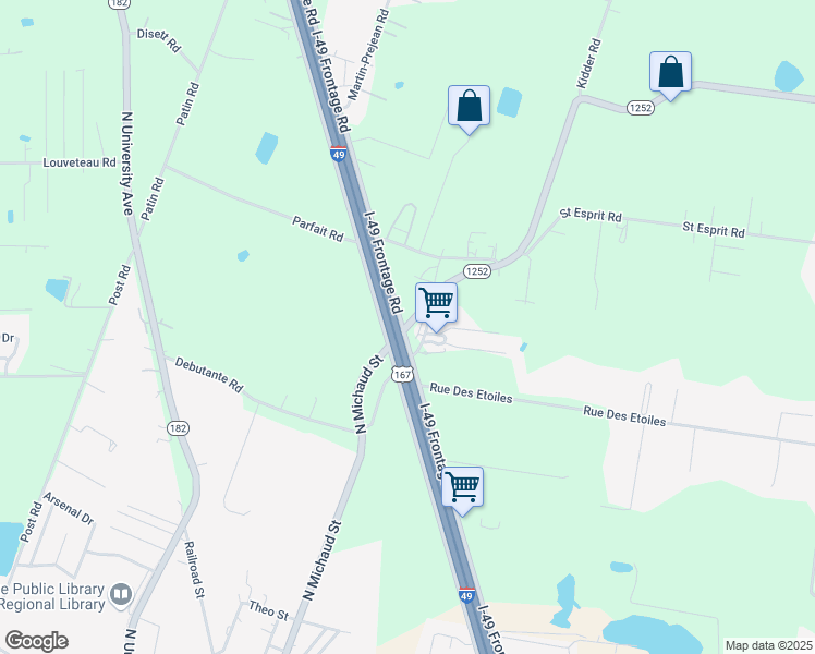 map of restaurants, bars, coffee shops, grocery stores, and more near 410 Michaud Street in Carencro