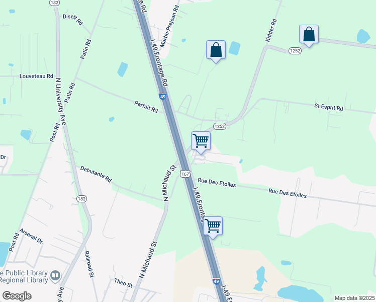 map of restaurants, bars, coffee shops, grocery stores, and more near 410 Michaud Street in Carencro
