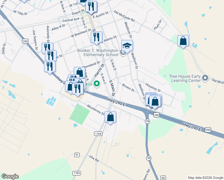 map of restaurants, bars, coffee shops, grocery stores, and more near 716 S Main St in Elgin