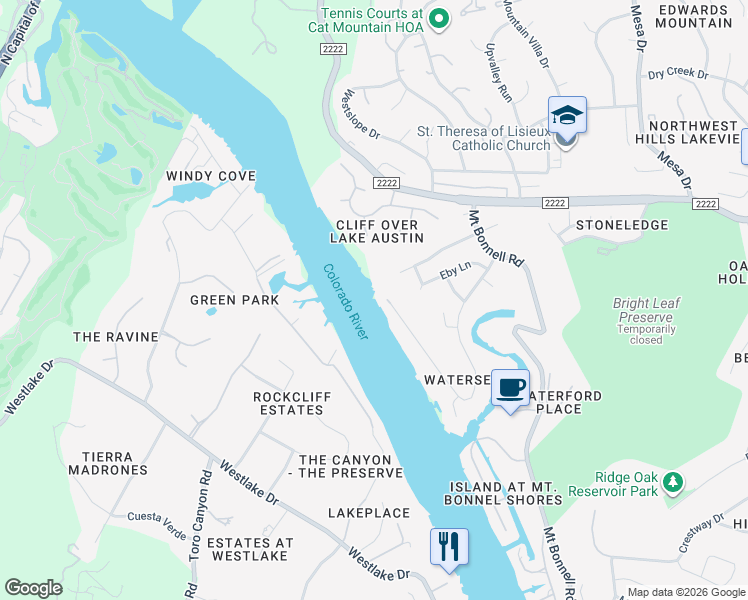 map of restaurants, bars, coffee shops, grocery stores, and more near 5203 Tortuga Trail in Austin
