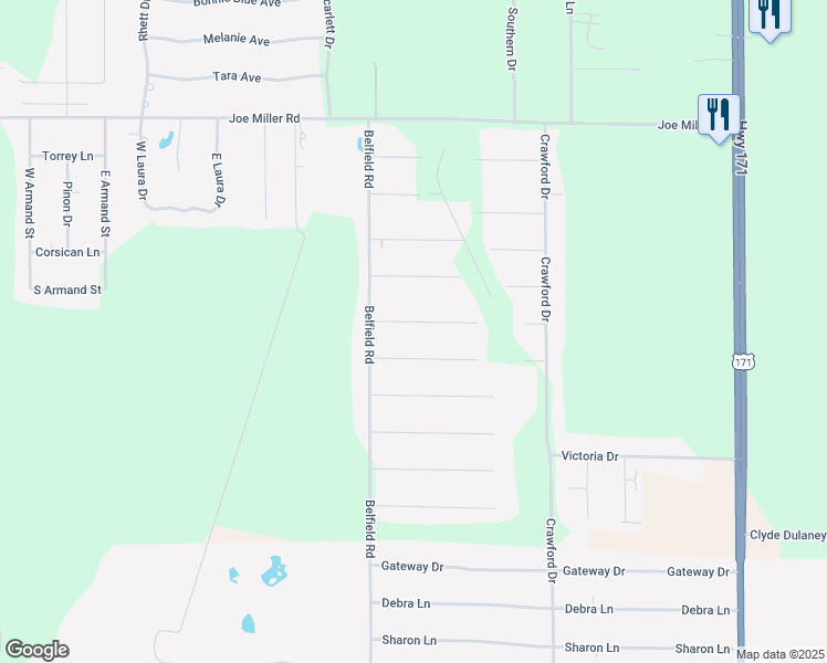 map of restaurants, bars, coffee shops, grocery stores, and more near 723 Caravelle Drive in Lake Charles