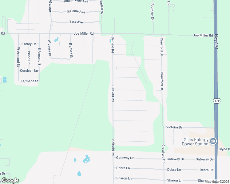 map of restaurants, bars, coffee shops, grocery stores, and more near 2114 Belfield Road in Lake Charles