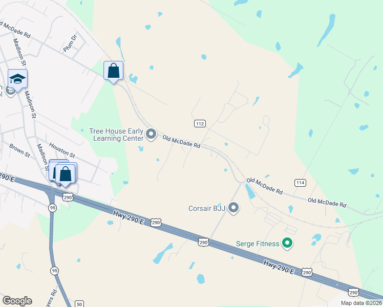 map of restaurants, bars, coffee shops, grocery stores, and more near 1029 Old McDade Road in Elgin