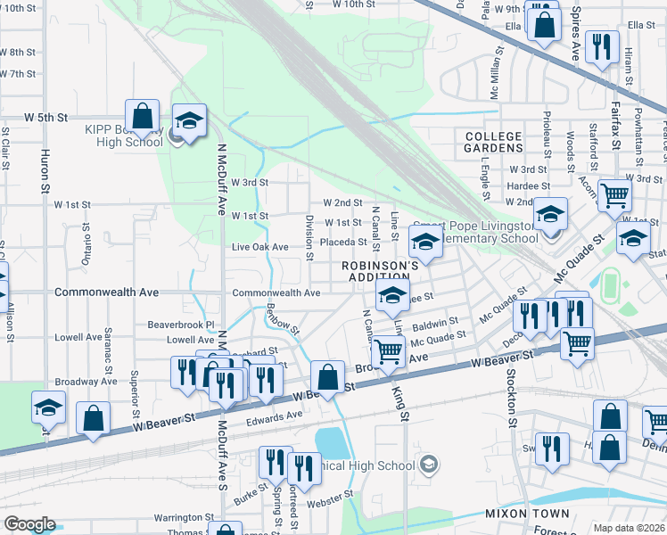 map of restaurants, bars, coffee shops, grocery stores, and more near 2244 Kingston Street in Jacksonville