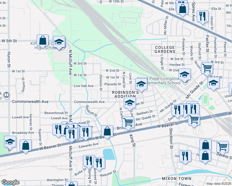 map of restaurants, bars, coffee shops, grocery stores, and more near 1038 Almeda Street in Jacksonville