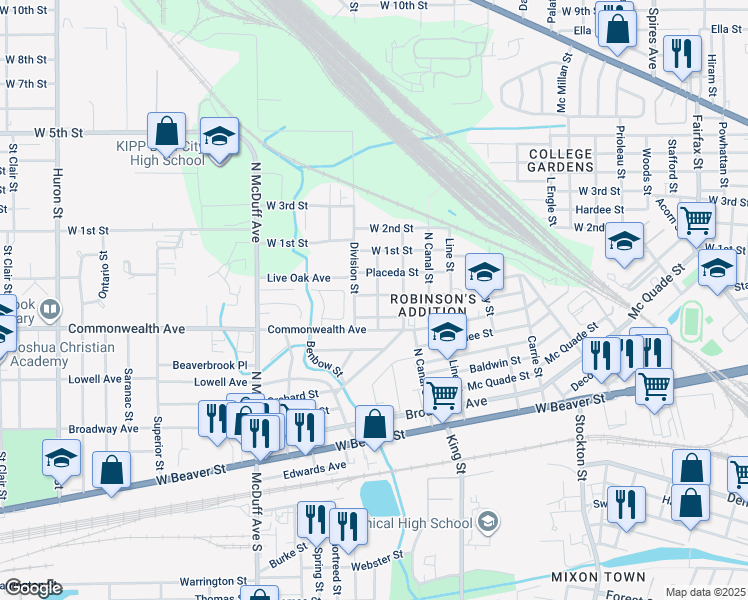 map of restaurants, bars, coffee shops, grocery stores, and more near 2244 Kingston Street in Jacksonville